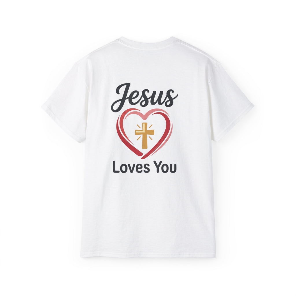 Jesus Loves You T-Shirt — Christian Faith Tee with Heart & Cross