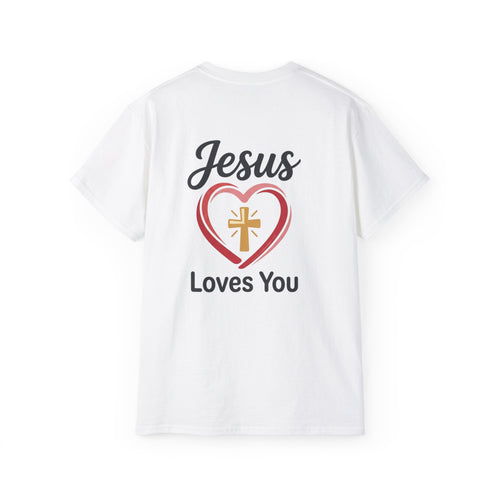Jesus Loves You T-Shirt — Christian Faith Tee with Heart & Cross
